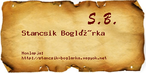 Stancsik Boglárka névjegykártya